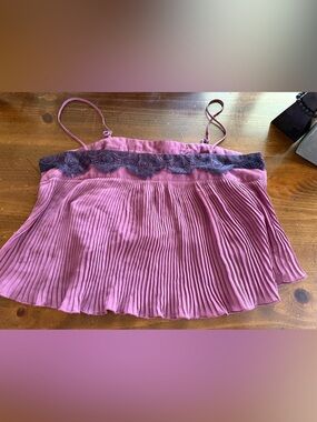 Intimately by Free People Purple Pleated Crop Camisole with Lace Trim